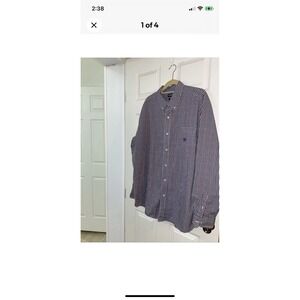 Ralph Lauren‎ Chaps Men Stretch Easy Care Red & Blue Plaid Button Down 2XLT F1